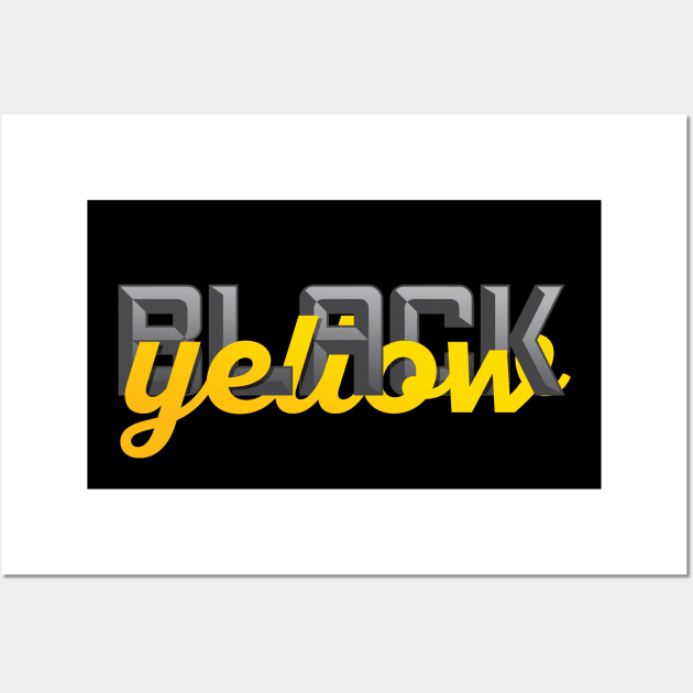 Black and Yellow Pittsburgh Fan Wall Art by polliadesign